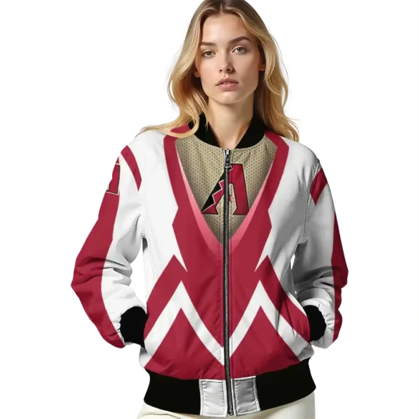 customized arizona diamondbacks v stripes red white bomber jacket latest model.webp