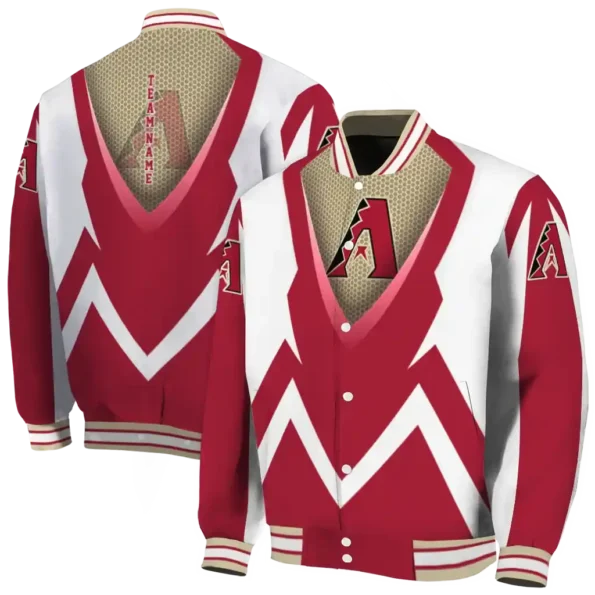 customized arizona diamondbacks v stripes red white varsity jacket fashion forward