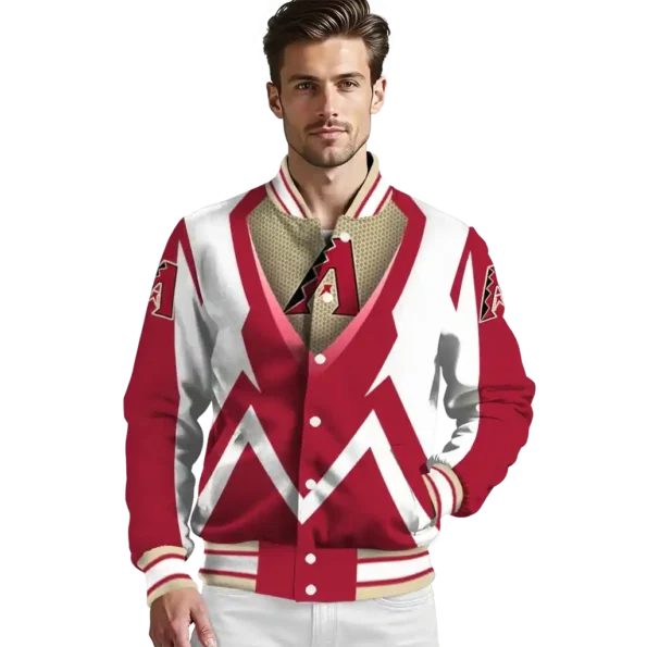 customized arizona diamondbacks v stripes red white varsity jacket high quality