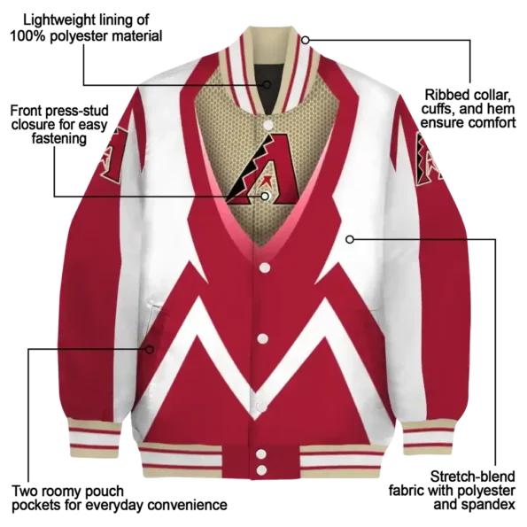 customized arizona diamondbacks v stripes red white varsity jacket new arrival