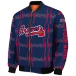 customized atlanta braves bolt stripe navy bomber jacket best selling