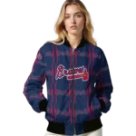 customized atlanta braves bolt stripe navy bomber jacket best selling