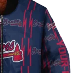 customized atlanta braves bolt stripe navy bomber jacket best selling