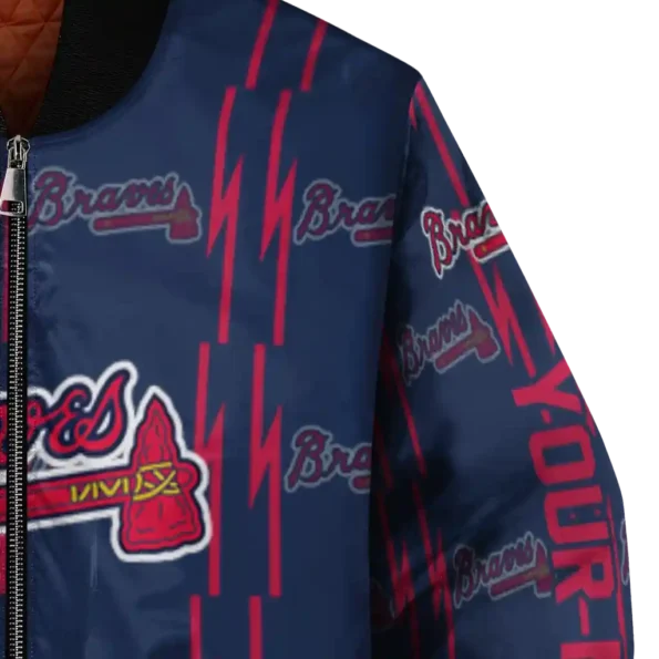 customized atlanta braves bolt stripe navy bomber jacket premium grade
