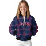 customized atlanta braves bolt stripe navy bomber jacket best selling