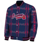 customized atlanta braves bolt stripe navy varsity jacket best selling