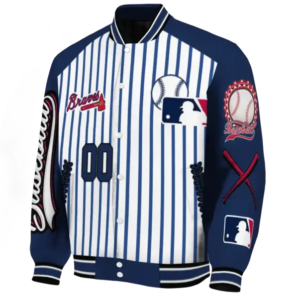 customized atlanta braves eagle baseball navy white varsity jacket best selling