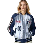 customized atlanta braves eagle baseball navy white varsity jacket best selling