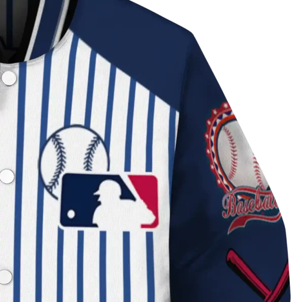 customized atlanta braves eagle baseball navy white varsity jacket premium grade