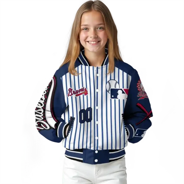 customized atlanta braves eagle baseball navy white varsity jacket top rated