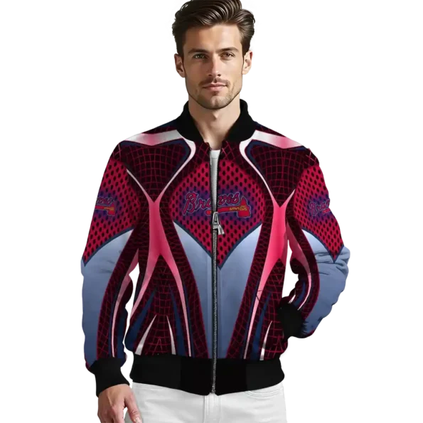customized atlanta braves mesh chest red crocs black bomber jacket high quality