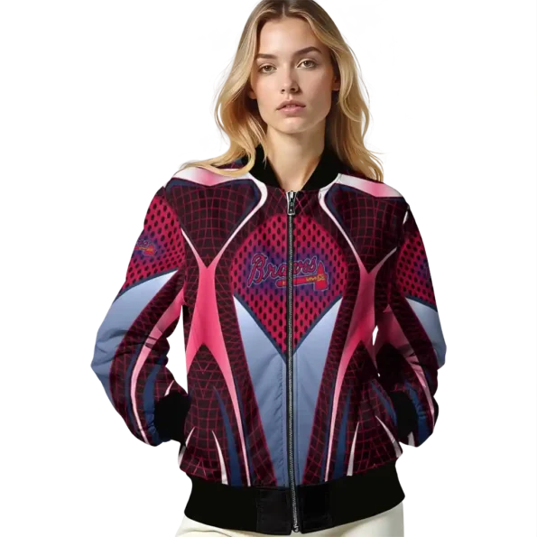 customized atlanta braves mesh chest red crocs black bomber jacket latest model