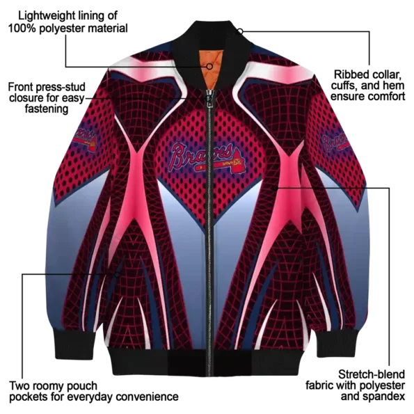 customized atlanta braves mesh chest red crocs black bomber jacket new arrival