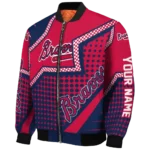 customized atlanta braves star burst navy bomber jacket best selling