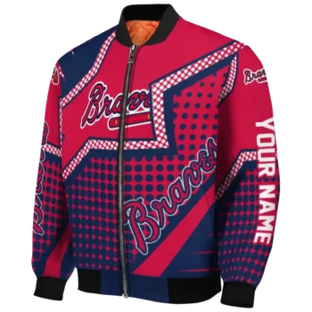 customized atlanta braves star burst navy bomber jacket best selling