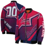 customized atlanta braves star burst navy bomber jacket best selling