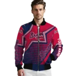 customized atlanta braves star burst navy bomber jacket best selling