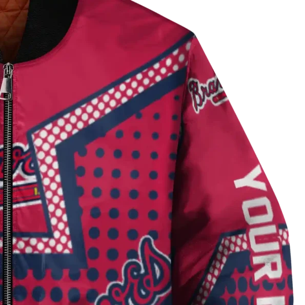 customized atlanta braves star burst navy bomber jacket premium grade