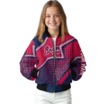 customized atlanta braves star burst navy bomber jacket best selling