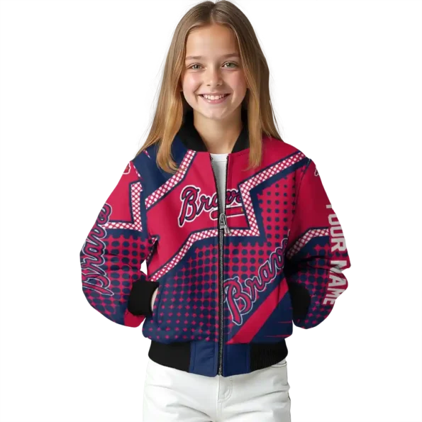 customized atlanta braves star burst navy bomber jacket top rated