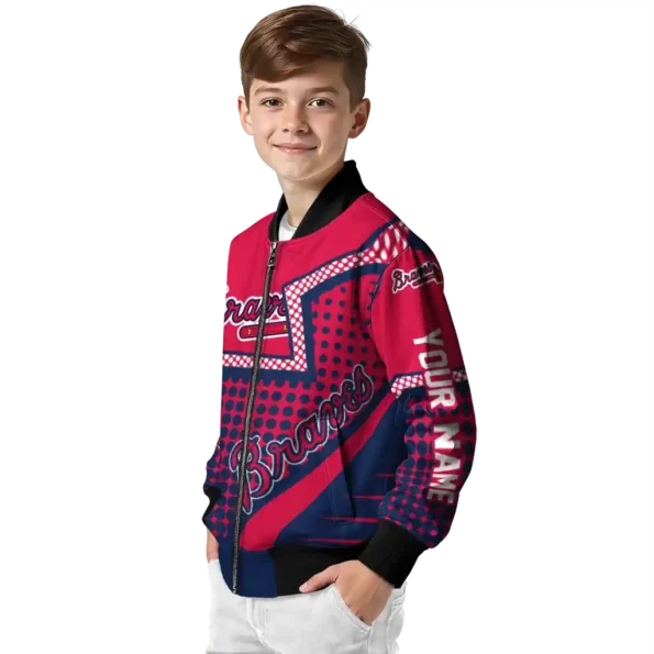 customized atlanta braves star burst navy bomber jacket trendy