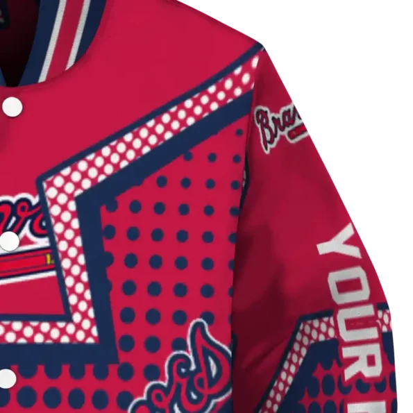 customized atlanta braves star burst navy varsity jacket premium grade