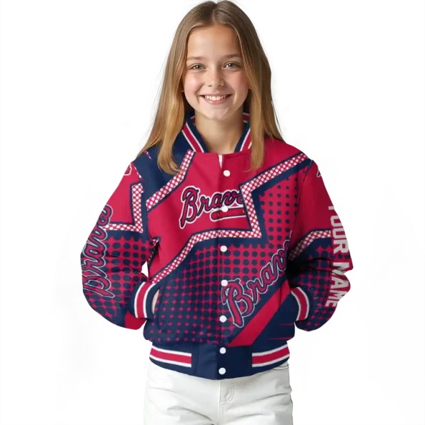 customized atlanta braves star burst navy varsity jacket top rated