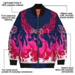 customized atlanta braves winged blaze navy white bomber jacket best selling