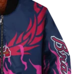 customized atlanta braves winged blaze navy white bomber jacket best selling