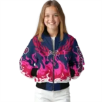 customized atlanta braves winged blaze navy white bomber jacket best selling