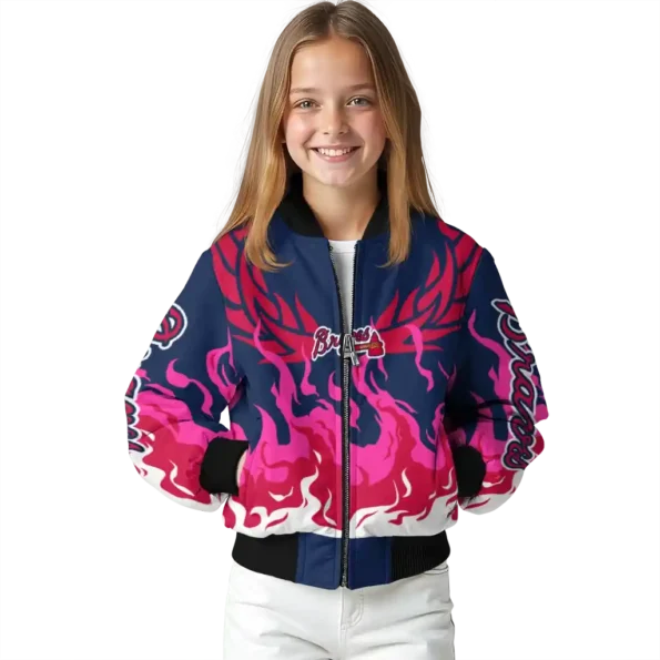 customized atlanta braves winged blaze navy white bomber jacket top rated