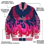 customized atlanta braves winged blaze navy white varsity jacket best selling