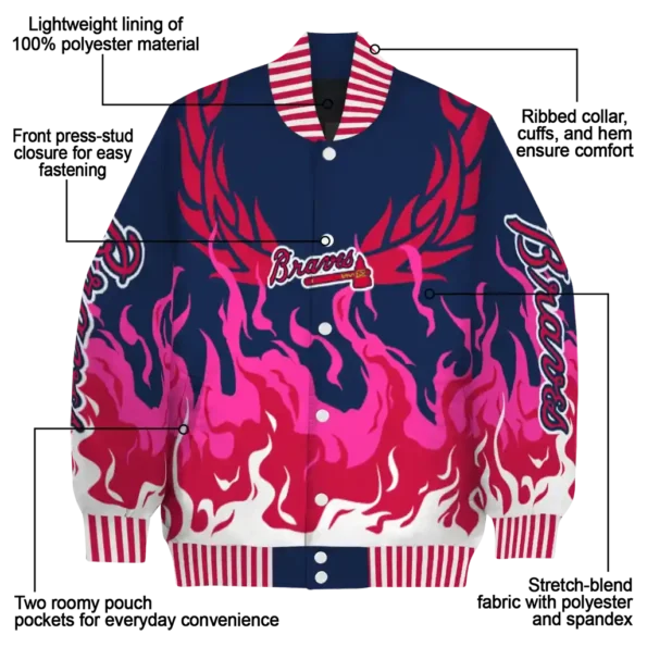 customized atlanta braves winged blaze navy white varsity jacket new arrival