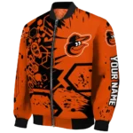 customized baltimore orioles hexagon cluster orange black bomber jacket best selling