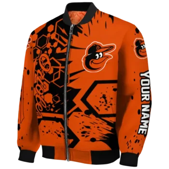 customized baltimore orioles hexagon cluster orange black bomber jacket best selling