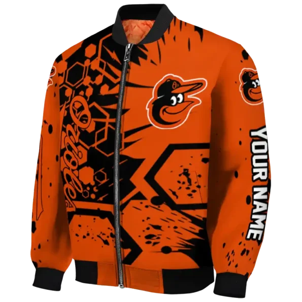 customized baltimore orioles hexagon cluster orange black bomber jacket best selling