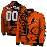 customized baltimore orioles hexagon cluster orange black bomber jacket best selling