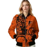 customized baltimore orioles hexagon cluster orange black bomber jacket best selling