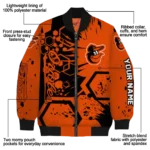 customized baltimore orioles hexagon cluster orange black bomber jacket best selling