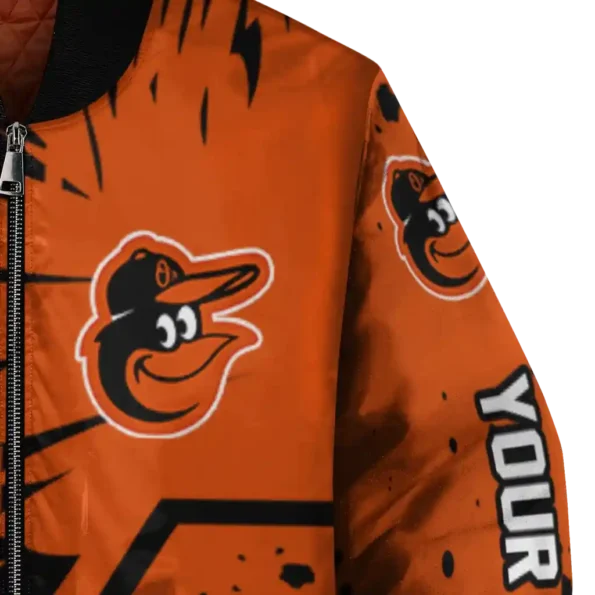 customized baltimore orioles hexagon cluster orange black bomber jacket premium grade