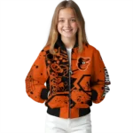 customized baltimore orioles hexagon cluster orange black bomber jacket best selling