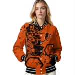 customized baltimore orioles hexagon cluster orange black varsity jacket best selling