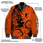 customized baltimore orioles hexagon cluster orange black varsity jacket best selling
