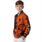 customized baltimore orioles hexagon cluster orange black varsity jacket best selling