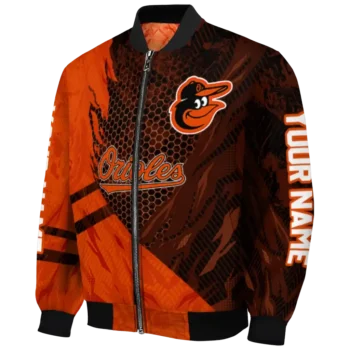 customized baltimore orioles hexagon mesh orange black bomber jacket best selling