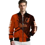 customized baltimore orioles hexagon mesh orange black bomber jacket best selling