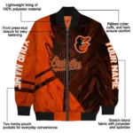 customized baltimore orioles hexagon mesh orange black bomber jacket best selling