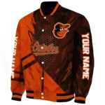 customized baltimore orioles hexagon mesh orange black varsity jacket best selling