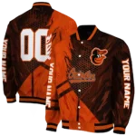 customized baltimore orioles hexagon mesh orange black varsity jacket best selling