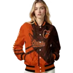 customized baltimore orioles hexagon mesh orange black varsity jacket best selling